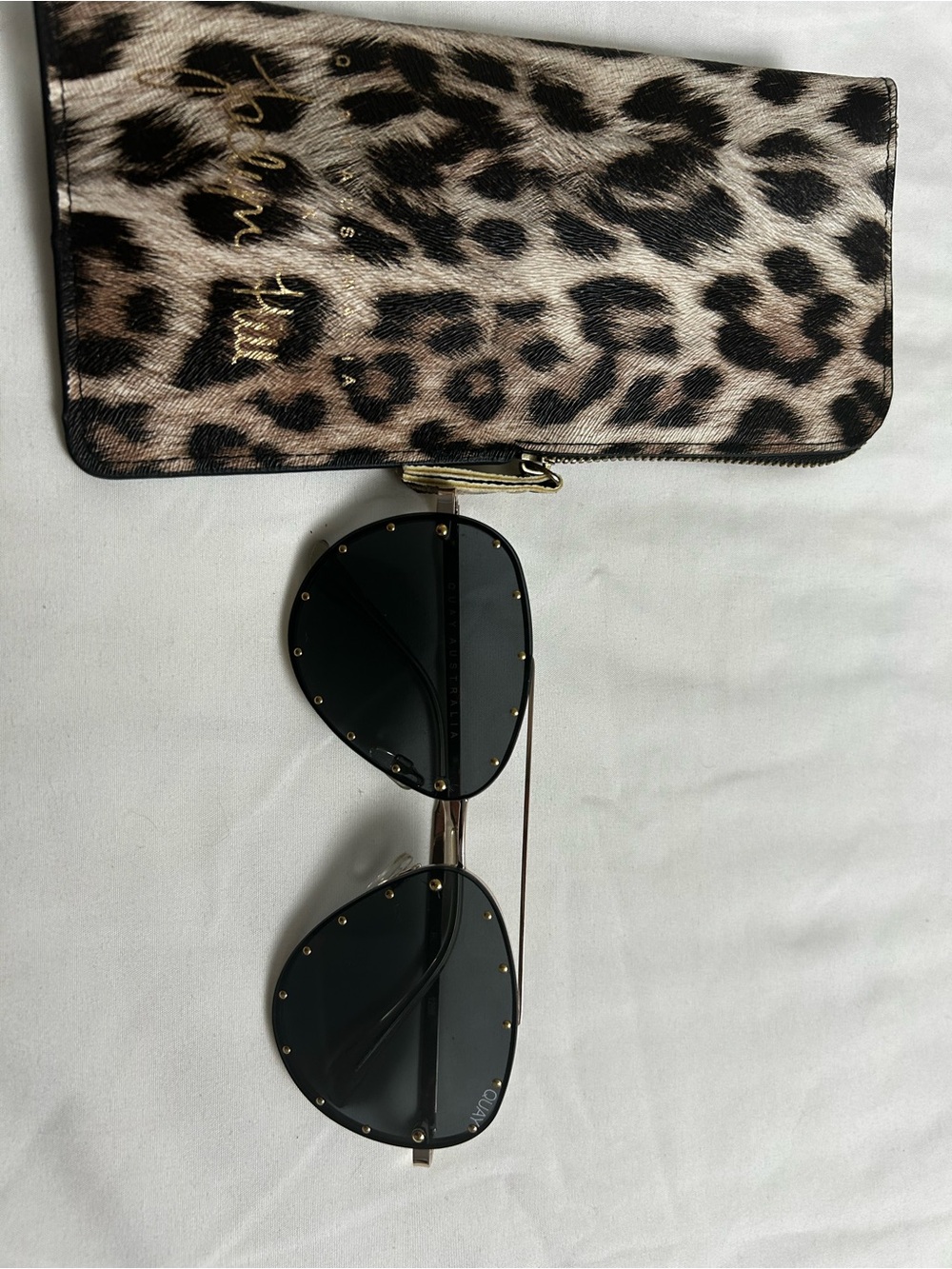 Stud-Trim Aviator Sunglasses in Black and Gold